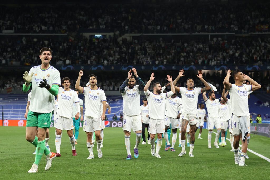 Real Madrid players celebrate.