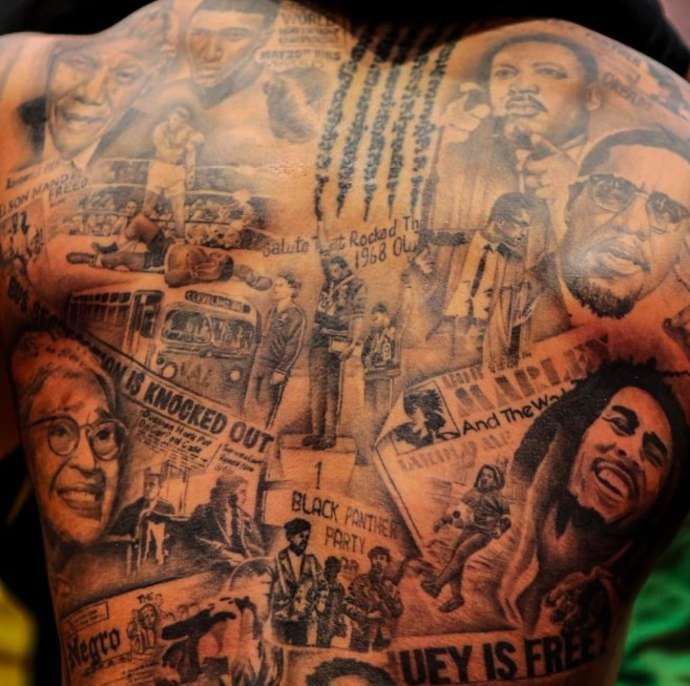 Close-up of Andre Gray's tattoo