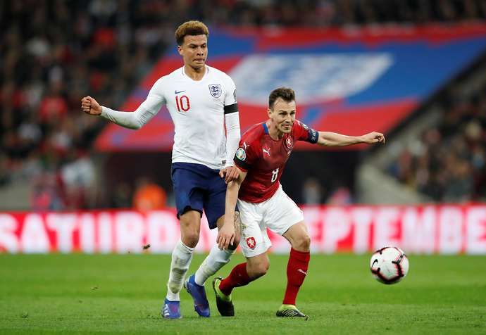 Alli in action with England