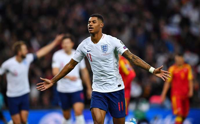 Rashford in action with England