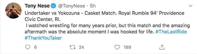 Nese shared his Undertaker tribute