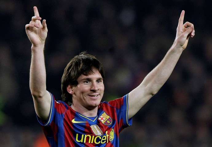 Messi with Barcelona in 2010