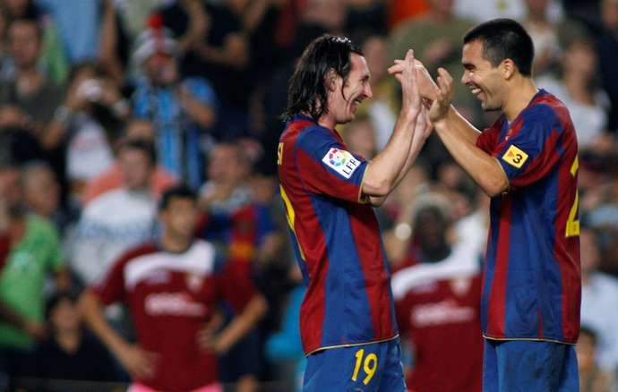 Deco and Messi featured for Barca
