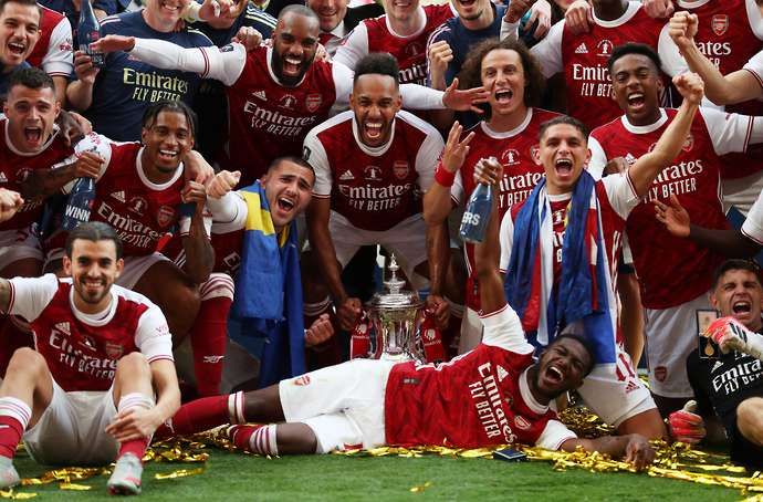 Aubameyang was at the centre of Arsenal's celebrations