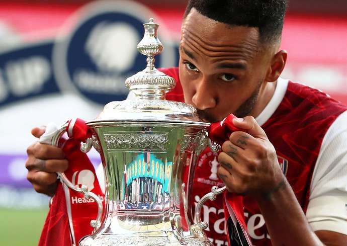Aubameyang with the FA Cup