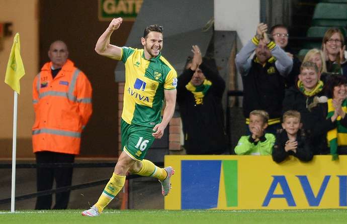 Matt Jarvis celebrates scoring for Norwich