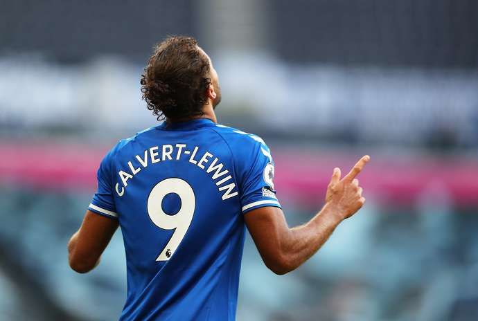 Dominic Calvert-Lewin celebrates scoring for Everton
