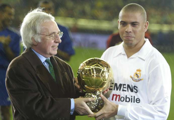 Ronaldo Nazario with the Ballon d'Or