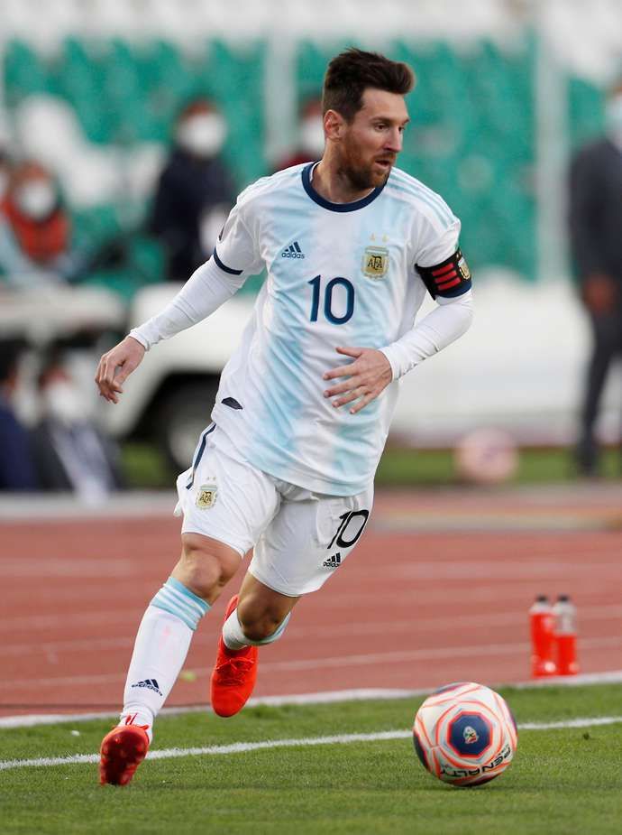Messi in action with Argentina
