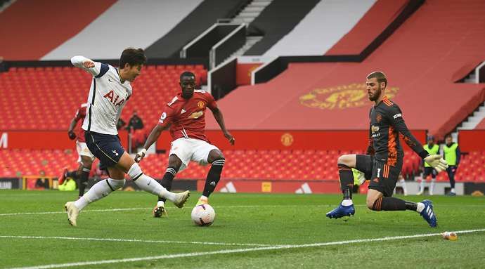 Heung-min Son scores at Old Trafford