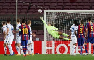 Ruslan Neshcheret saved a Lionel Messi free-kick