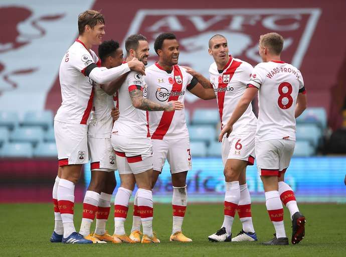 Southampton players celebrated against Aston Villa - 2020