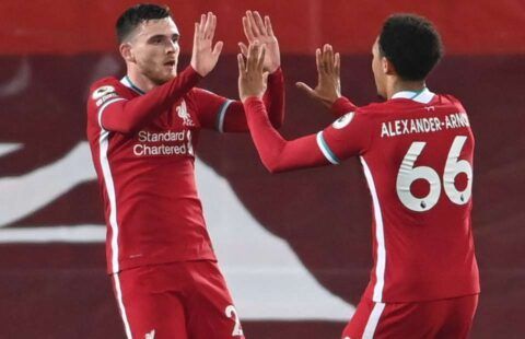 Liverpool's Andy Robertson and Trent Alexander-Arnold