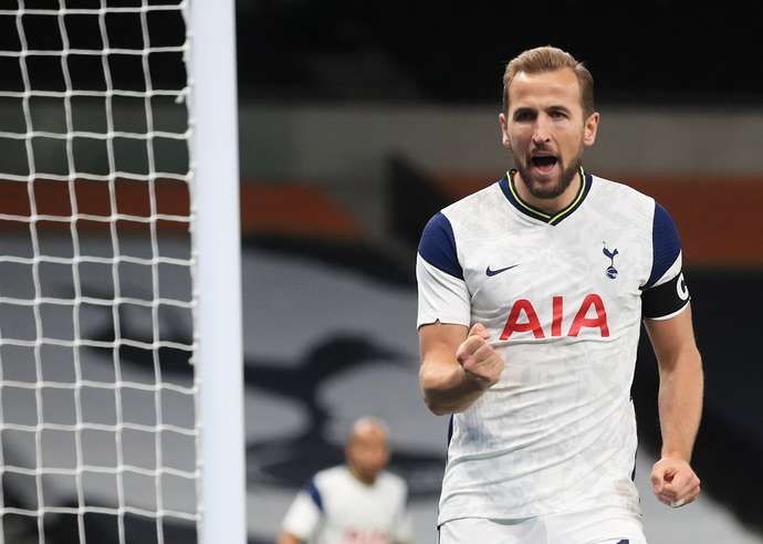 Kane celebrates a goal