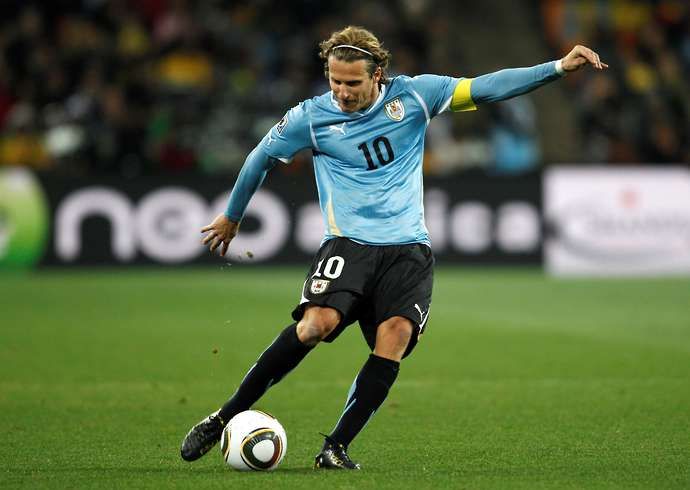 Forlan in action at the 2010 World Cup