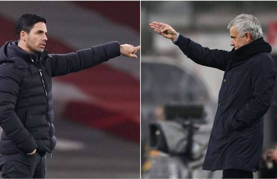 Mikel Arteta and Jose Mourinho