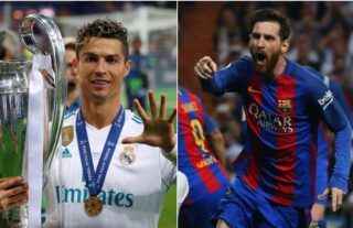 Ballon d'Or winners Barcelona's Lionel Messi and Real Madrid's Cristiano Ronaldo