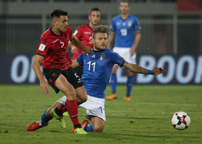 Veseli in action with Albania