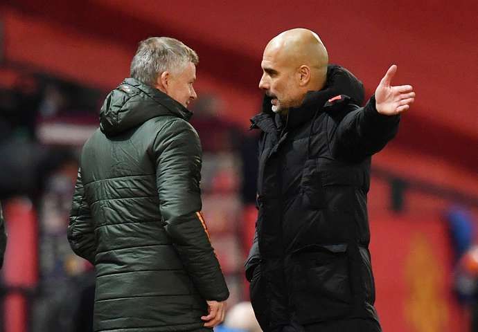 Solskjær and Guardiola Manchester Derby