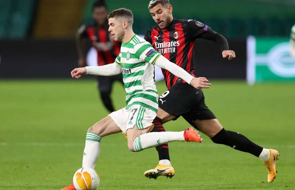 Celtic's Ryan Christie in Europa League action against AC Milan