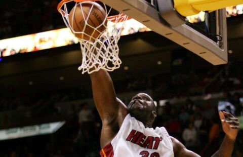 Shaquille O'Neal nets a point for Miami Heat
