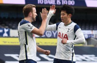 Harry Kane and Heung-min Son celebrate