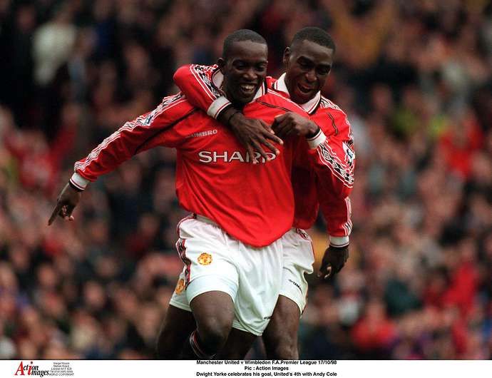 Manchester United legends Dwight Yorke and Andy Cole