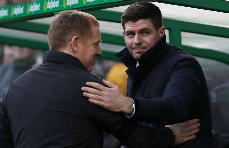 Rangers' Steven Gerrard and Celtic's Neil Lennon