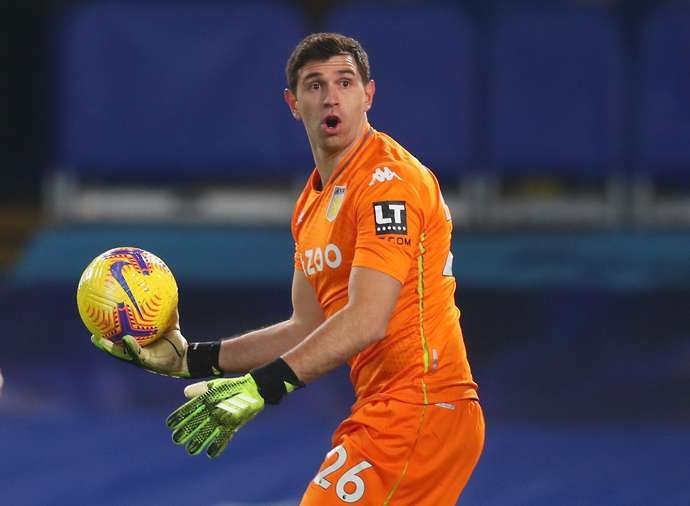 Emiliano Martinez in action for Aston Villa