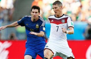 Lionel Messi and Bastian Schweinsteiger