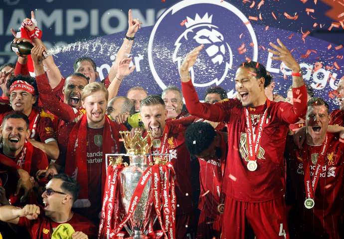 Liverpool with the PL trophy