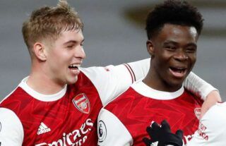 Emile Smith-Rowe and Bukayo Saka at Arsenal