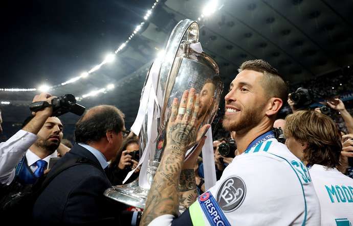 Ramos with the CL trophy