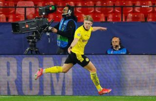 Erling Haaland scored twice in Dortmund's 3-2 victory over Sevilla