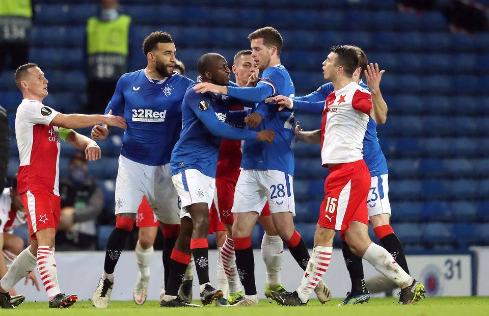 Rangers say Glen Kamara was racially abused by a Slavia Prague player