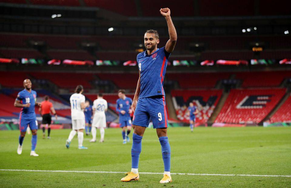 Dominic Calvert-Lewin celebrates a goal vs San Marino