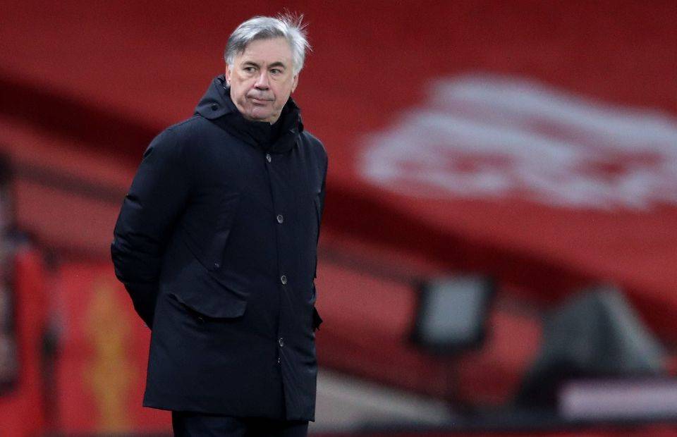 Everton manager Carlo Ancelotti on the touchline