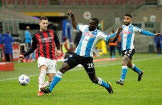 Napoli defender Kalidou Koulibaly in action against AC Milan
