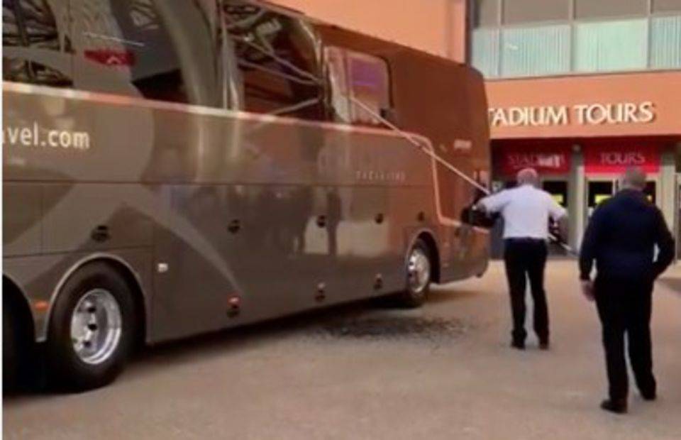 A window on Real Madrid's coach was smashed before the Liverpool game