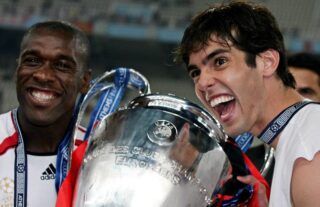 Kaka with the Champions League trophy