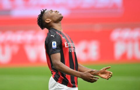 AC Milan forward and potential Wolves target Rafael Leao looking up into the sky