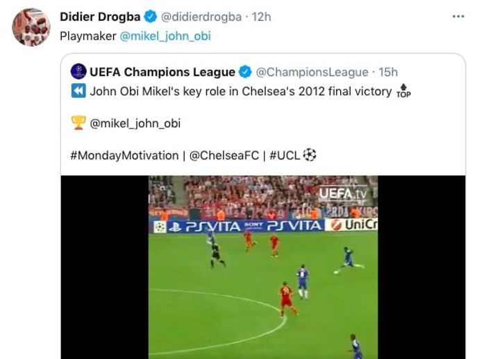Drogba's tweet