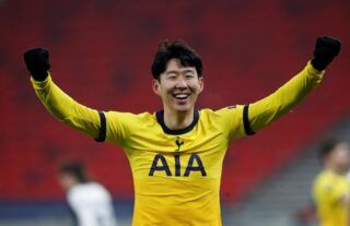 Son Heung-min celebrates after scoring for Tottenham Hotspur
