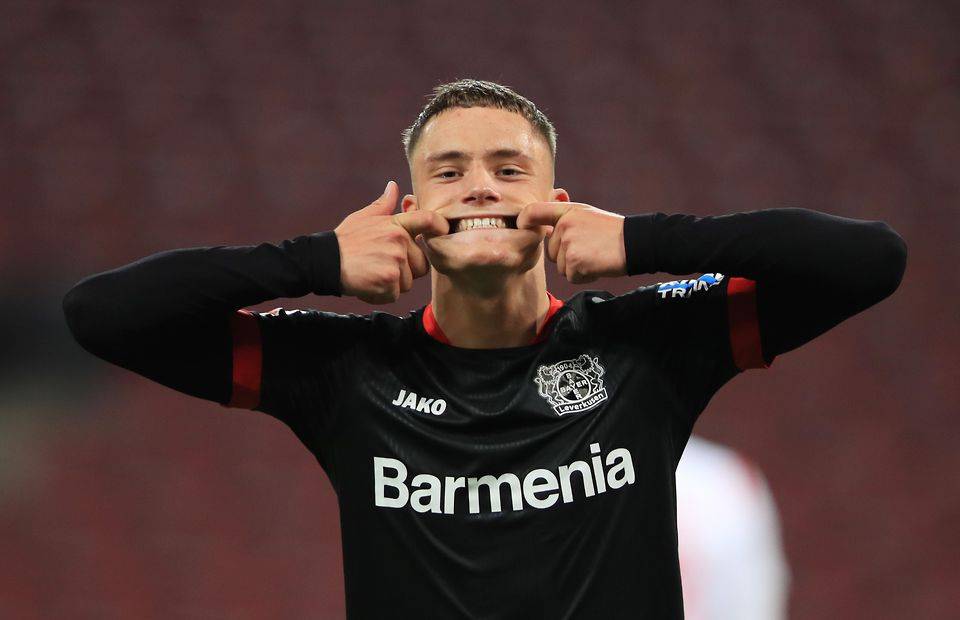 Florian Wirtz celebrates for Bayer Leverkusen