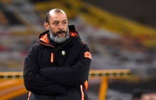 Wolves manager Nuno Espirito Santo looking fed up