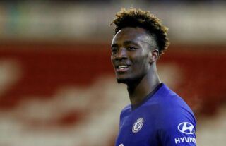 Chelsea striker and Aston Villa target Tammy Abraham in action against Barnsley