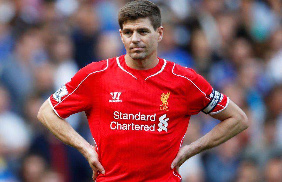Steven Gerrard in action for Liverpool vs Chelsea in 2015