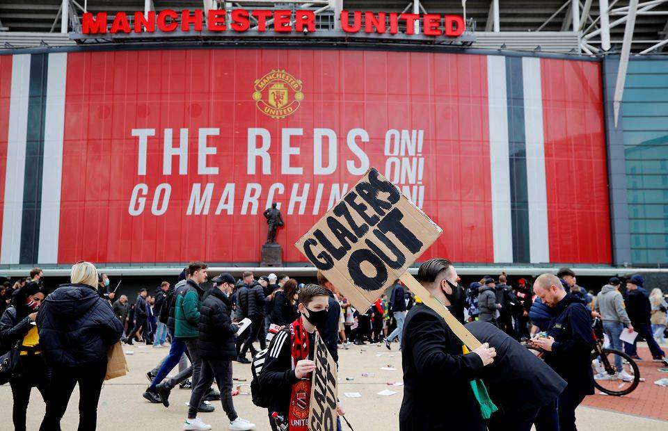 Manchester United protesters outside Old Trafford
