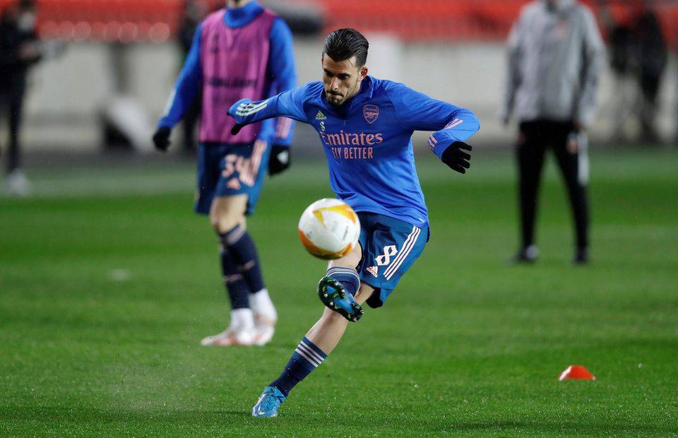 Arsenal's Dani Ceballos during the warmup in the Europa League amid speculation over his future