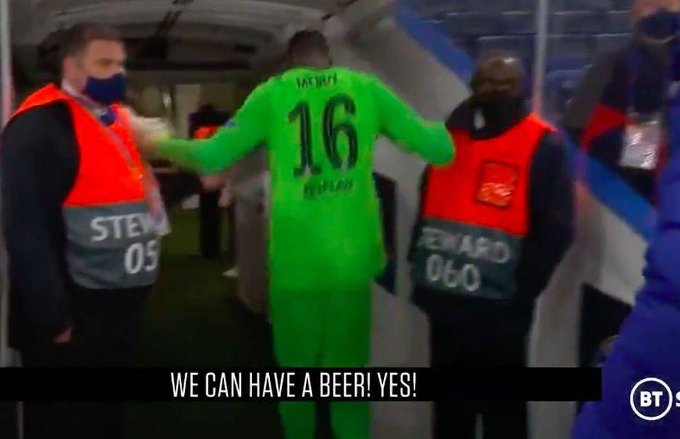 Edouard Mendy was certainly looking forward to a beer...